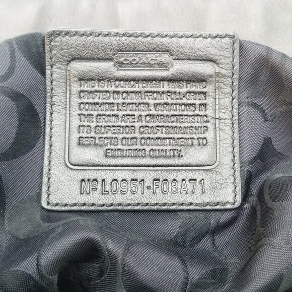 COACH HAMPTON Handbag, Black Leather Satchel tote - Picture 6 of 12